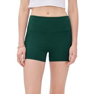 Varley 3" Biker Shorts Womens Large Green Pockets Active Activewear Workout NWOT